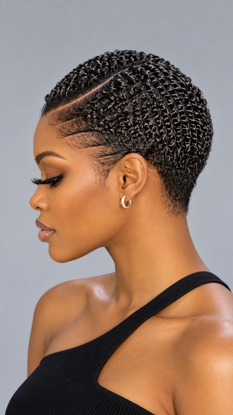 Loyalrose Pixie wig Afro Lowcut 6 inches Black 100% human hair side part Glueless with Full lace TWA with Fade and Hard Part style 50