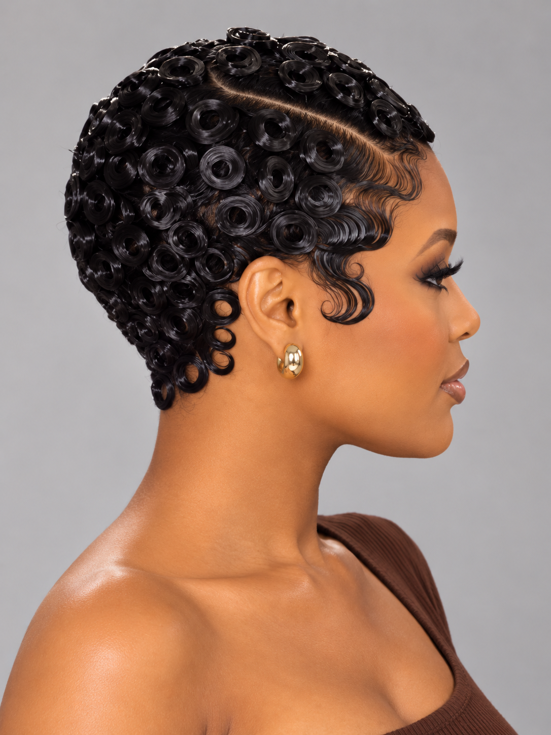 Loyalrose Pixie wig Finger wave side part Black 100% human hair Glueless frontal lace 13*4