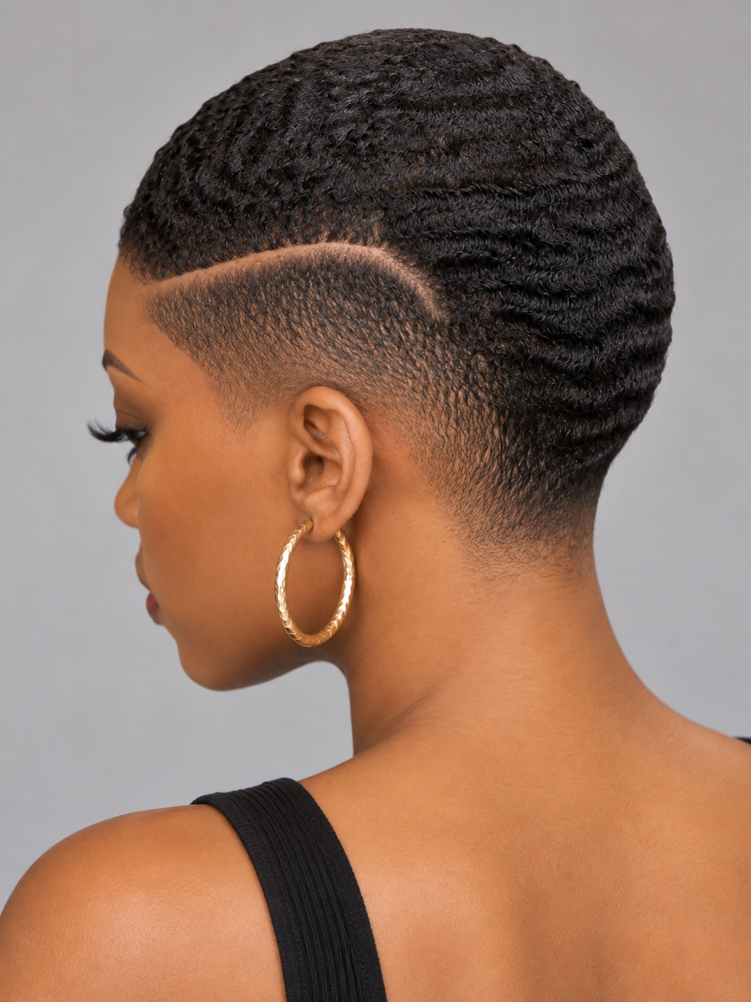 Loyalrose Pixie wig Afro Lowcut 6 inches Black 100% human hair Glueless with Full lace TWA with Fade and Hard Part style 41