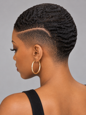 Loyalrose Pixie wig Afro Lowcut 6 inches Black 100% human hair Glueless with Full lace TWA with Fade and Hard Part style 41