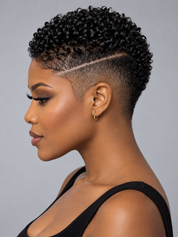 Loyalrose Pixie wig Afro curl 6 inches Black 100% human hair Glueless with Full lace TWA with Fade and Hard Part style 33