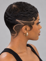 Loyalrose Pixie wig finger wave 6 inches Black 100% human hair Glueless with Full lace TWA with Fade and Hard Part style 36