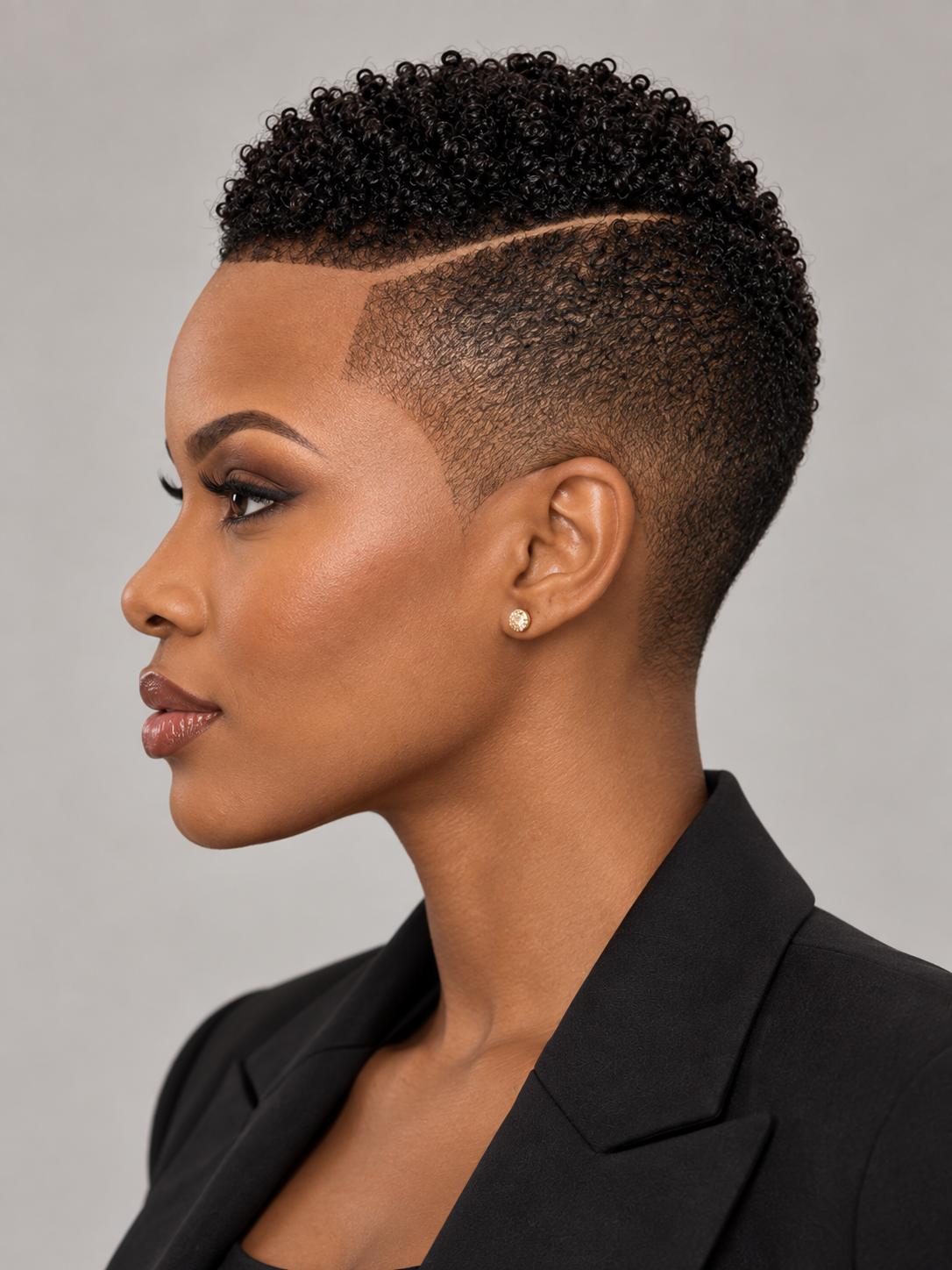 Loyalrose Pixie wig Afro Lowcut 6 inches Black 100% human hair Glueless with Full lace TWA with Fade and Hard Part style 37
