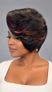 Loyalrose Pixie wig Straight 8 inches Black mix color 100% human hair Side part Glueless with 13*6 lace TWA with Fade and Hard Part style 44