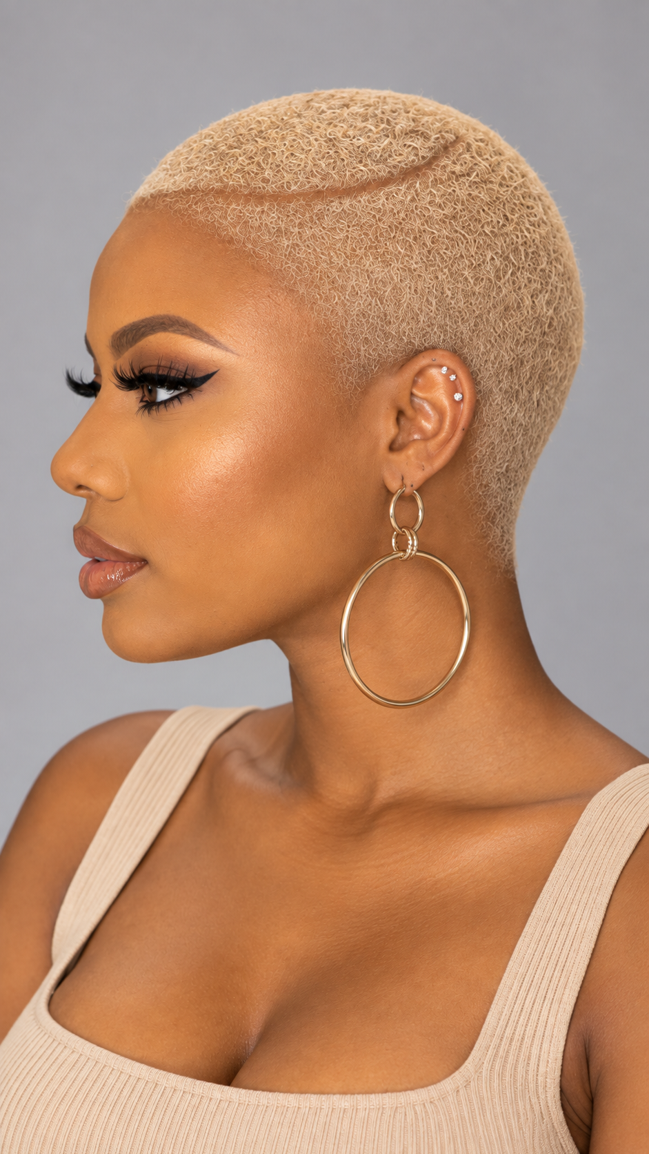 Loyalrose Pixie wig Afro Lowcut 6 inches Blond/Black 100% human hair Glueless with Full lace TWA with Fade and Hard Part style 35
