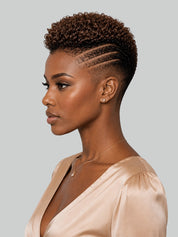 Loyalrose Pixie wig Afro curly 6 inches Brown 100% human hair Glueless with Full lace TWA with Fade and Hard Part style 4