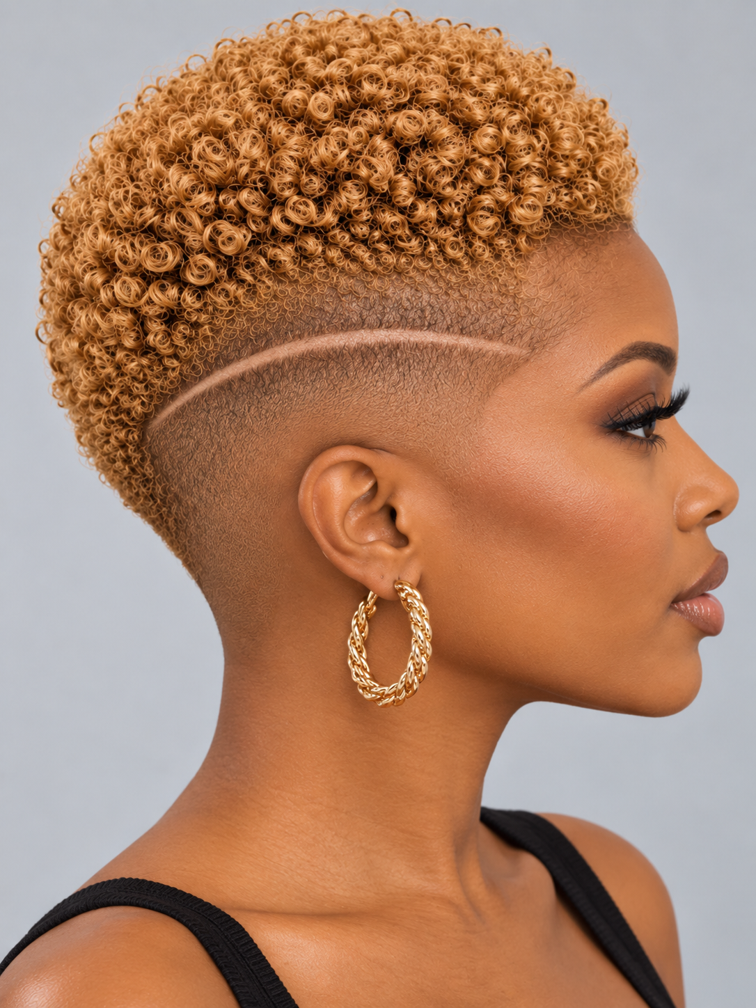 Loyalrose Pixie wig Afro curly 6 inches Blond color 100% human hair Glueless with Full lace TWA with Fade and Hard Part style 43