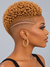 Loyalrose Pixie wig Afro curly 6 inches Blond color 100% human hair Glueless with Full lace TWA with Fade and Hard Part style 43