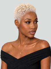 Loyalrose Pixie wig Afro Lowcut 6 inches Blond 100% human hair Glueless with Full lace TWA with Fade and Hard Part style 12