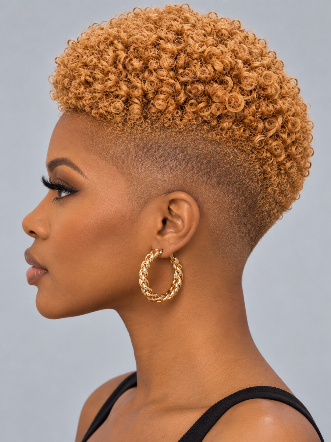 Loyalrose Pixie wig Afro curly 6 inches Blond color 100% human hair Glueless with Full lace TWA with Fade and Hard Part style 43