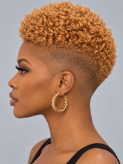 Loyalrose Pixie wig Afro curly 6 inches Blond color 100% human hair Glueless with Full lace TWA with Fade and Hard Part style 43