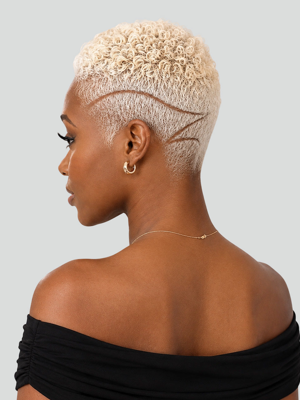 Loyalrose Pixie wig Afro Lowcut 6 inches Blond 100% human hair Glueless with Full lace TWA with Fade and Hard Part style 12