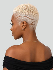 Loyalrose Pixie wig Afro Lowcut 6 inches Blond 100% human hair Glueless with Full lace TWA with Fade and Hard Part style 12