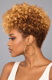 Loyalrose Pixie wig Kinky Curly 8 inches Blond mix brown 100% human hair Glueless machine made