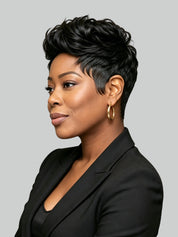 Loyalrose Pixie wig Black color Tapered sides and back Full lace 100% Human Hair style 4