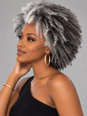 Loyalrose Pixie wig short cut Afro curl Salt & pepper machine made Glueless 100% Human Hair dread lock style