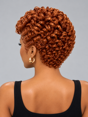 Loyalrose Pixie Wig Curly Copper Side part lace 13x4 Glueless 100% Human Hair