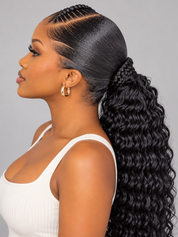 Loyalrose Pre-styled wig Braided Curly wave lace 360 Black color without glue 16-30 inches With ponytail