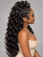 Loyalrose Pre-styled wig Finger+Natural wave Side part frontal lace 13*6 Black color without glue 20-30 inches