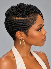 Loyalrose Braided wig full lace black color side part Pre-styled without glue Traditional African TWA with Finger wave+Fade and Hard Part