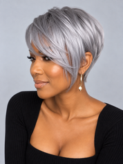 Loyalrose Salt & pepper/Black Pixie Side part Wig Straight 13x4 lace Glueless 100% Human Hair