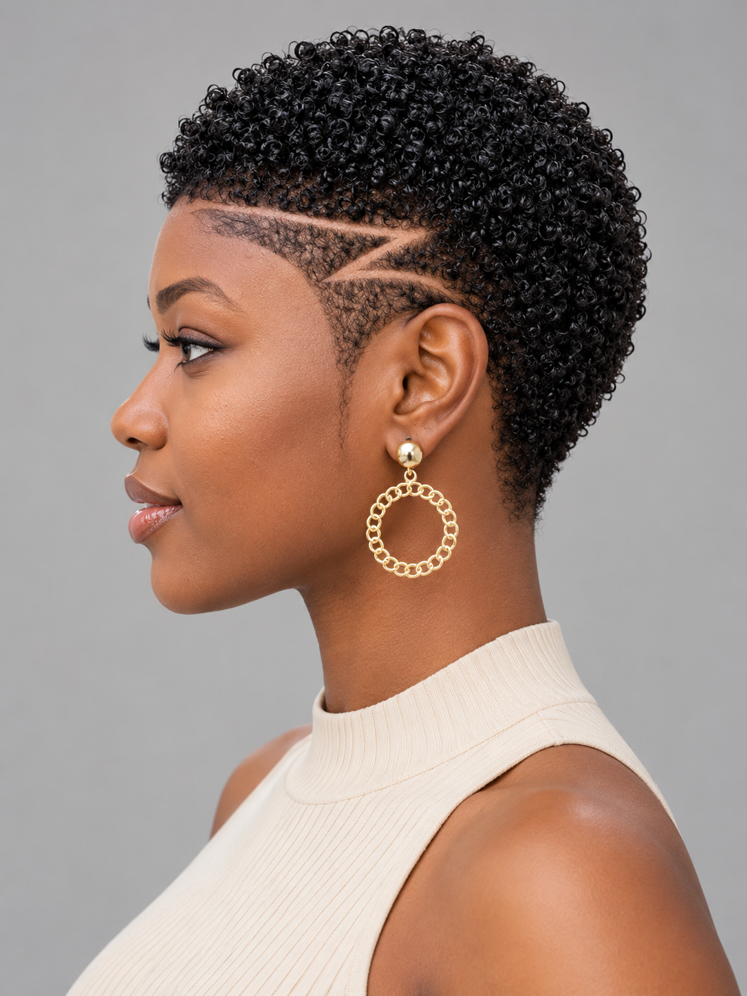 Loyalrose Pixie wig Afro 6 inches Black 100% human hair Glueless with Full lace TWA with Fade and Hard Part style 24