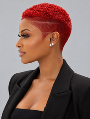 Loyalrose Pixie wig Afro 6 inches Red 100% human hair Glueless with Full lace TWA with Fade and Hard Part style 25
