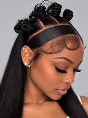 Loyalrose Pre-styled wig Straight Central part frontal lace 13*6 Black color With Bun without glue 20-30 inches