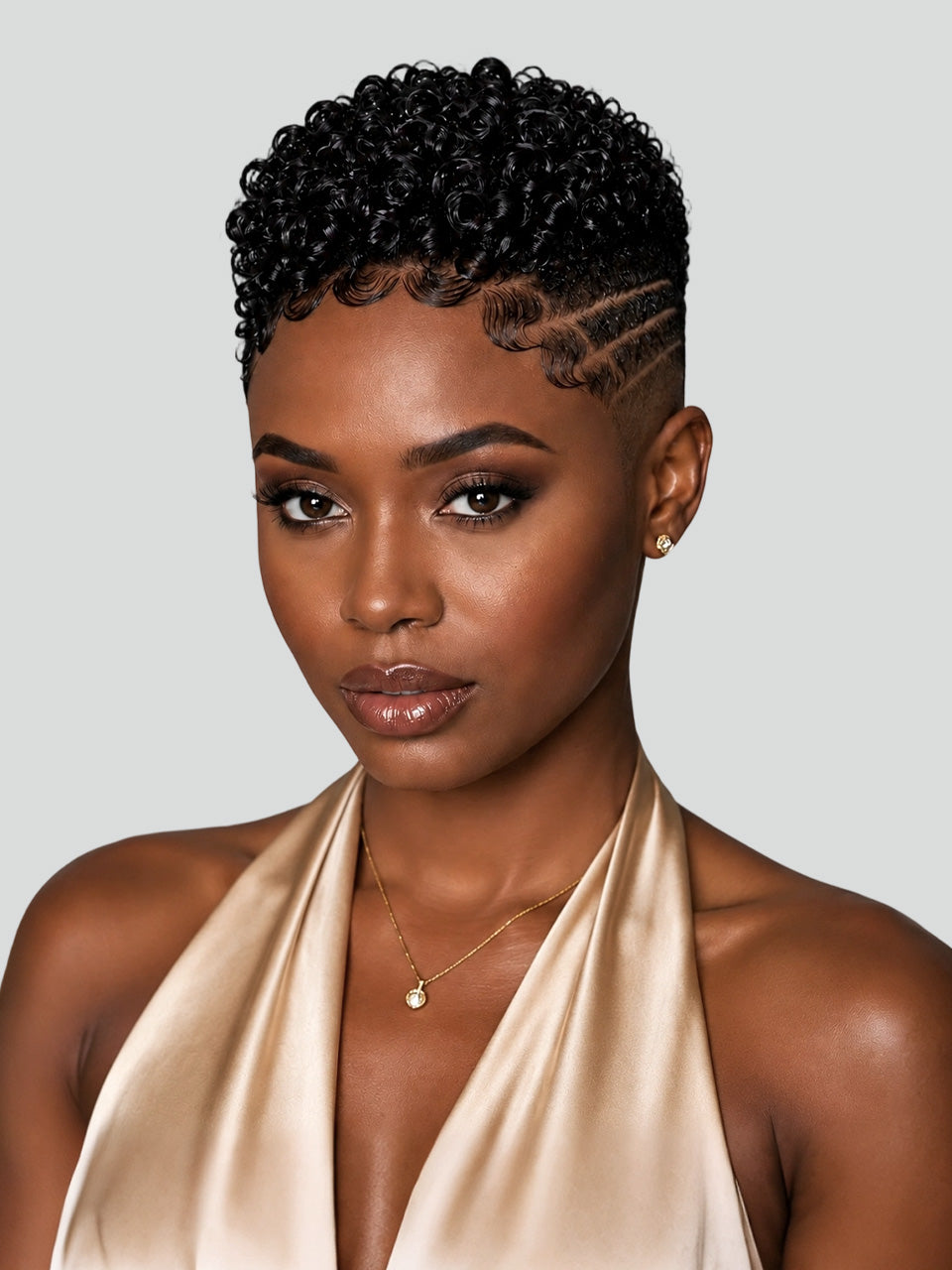 Loyalrose Pixie wig Afro curly 6 inches Multiple colors 100% human hair Glueless with Full lace TWA with Fade and Hard Part style 7