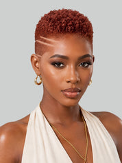 Loyalrose Pixie wig Afro curly 6 inches Claret 100% human hair Glueless with Full lace TWA with Fade and Hard Part style 10