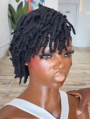 Loyalrose Braided wig full lace black color Pre-styled without glue Traditional African style