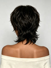 Loyalrose Black Bangs Mullet Wig 100% human hair Glueless Machine Made
