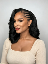 Loyalrose 13x6 Lace side braided body wave wig with babyhair without glue 100% Human Hair style 3