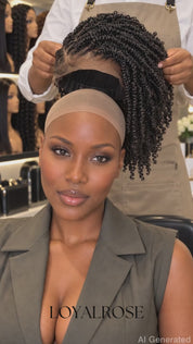 Loyalrose Braided wig full lace black color side part Pre-styled without glue Traditional African