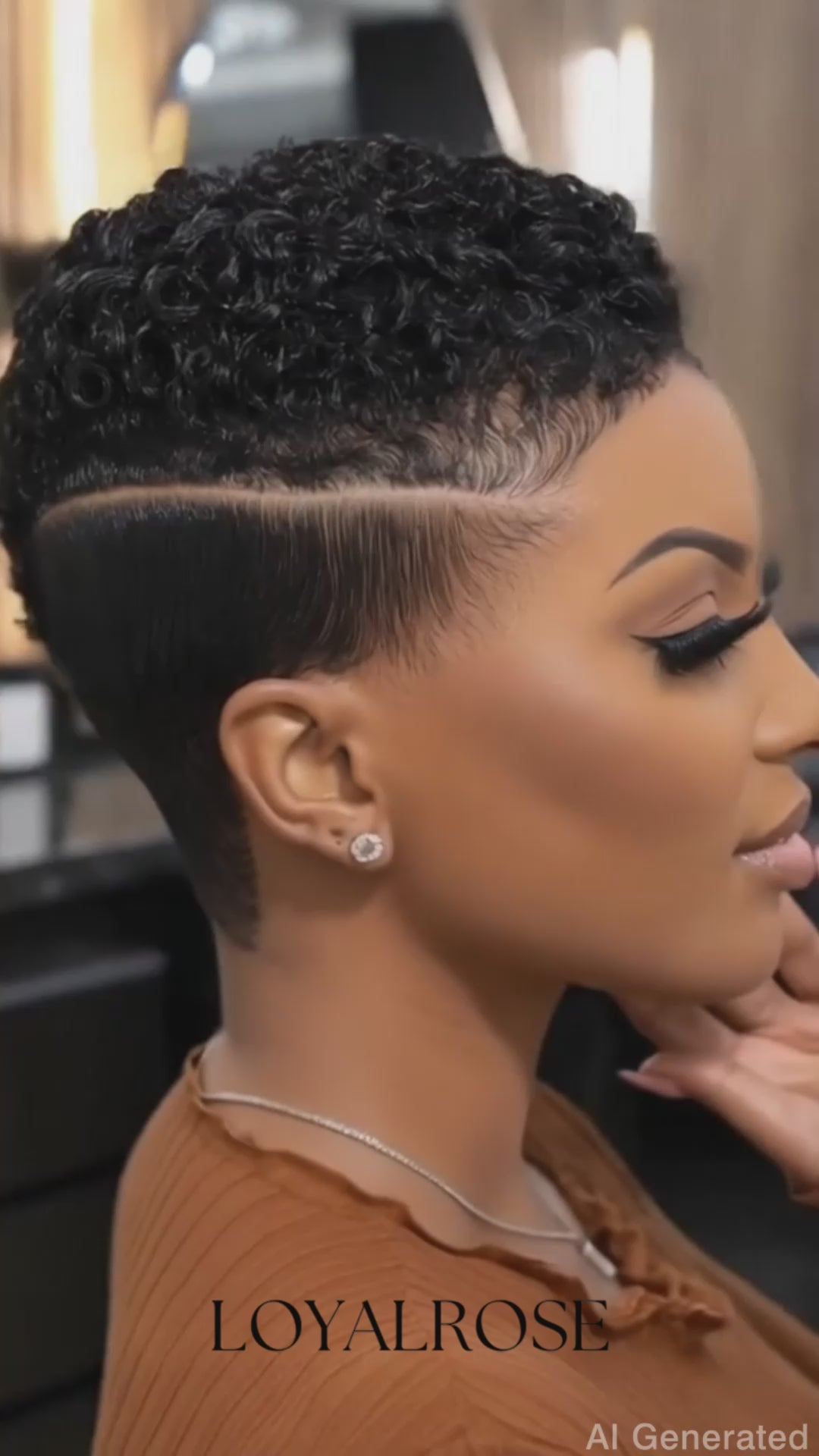 Loyalrose Pixie wig Afro Lowcut 6 inches Black 100% human hair Glueless with Full lace TWA with Fade and Hard Part style 45