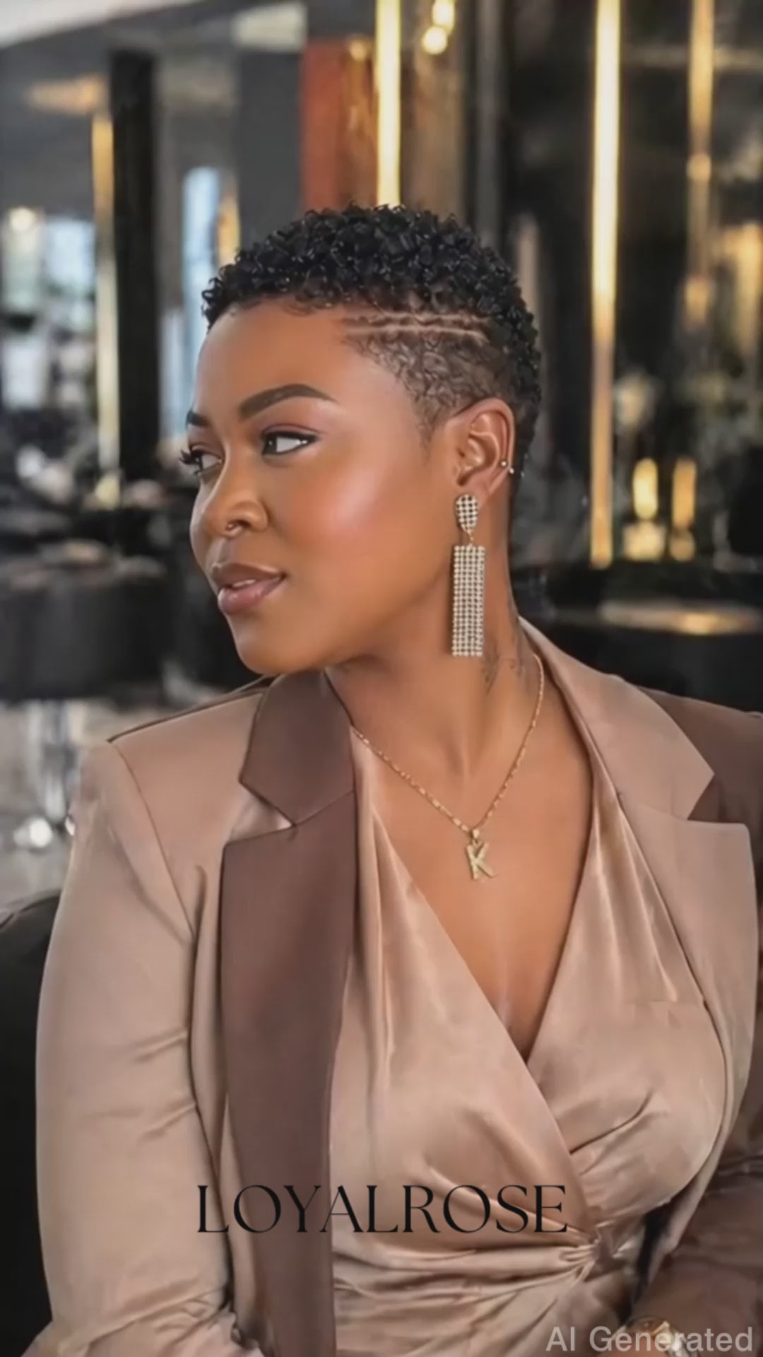 Loyalrose Pixie wig Afro Lowcut 6 inches Black 100% human hair Glueless with Full lace TWA with Fade and Hard Part style 48
