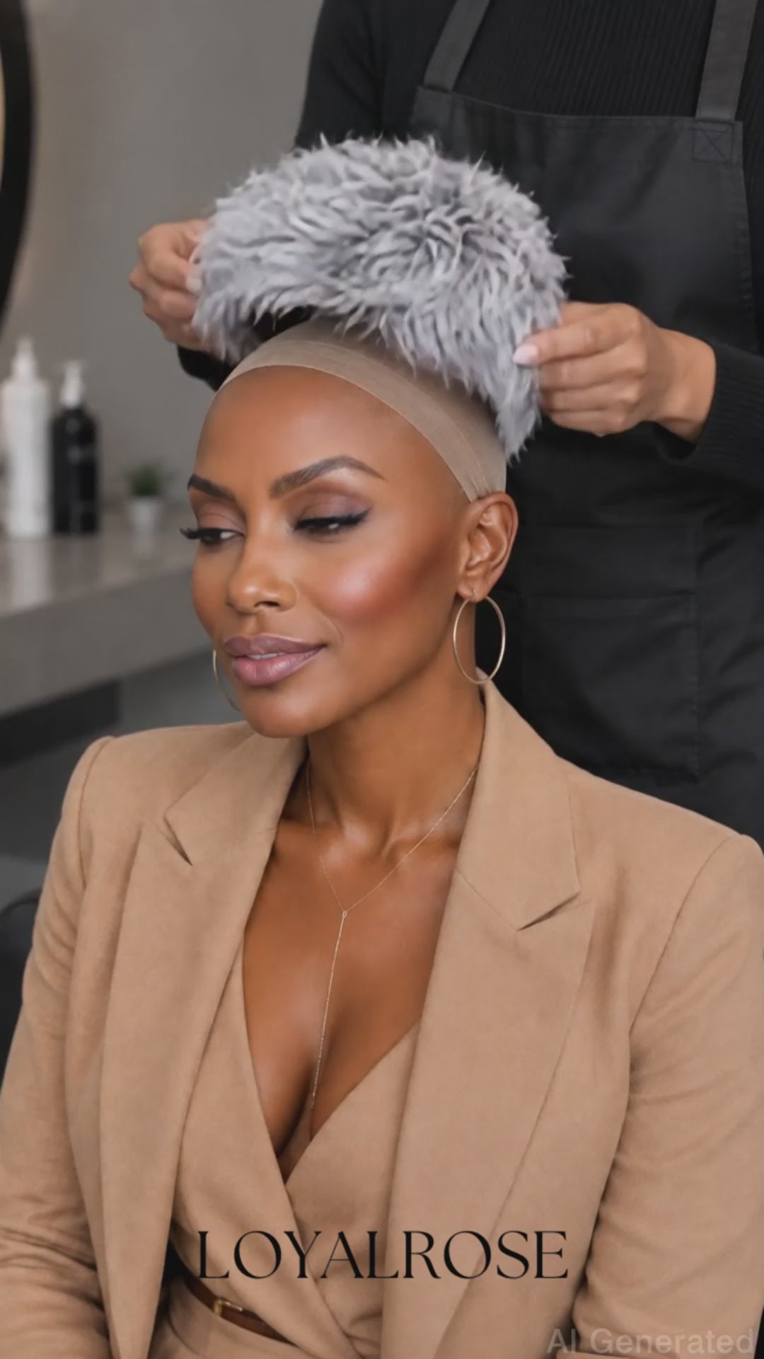 Loyalrose Salt & Pepper Pixie Short Cut Wig free part Lace Front 100% Human Hair Glueless style 4