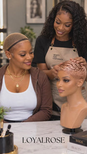 Loyalrose Pixie wig short low cut Rose Gold color Machine made/Full lace Glueless 100% Human Hair Wavy Texture
