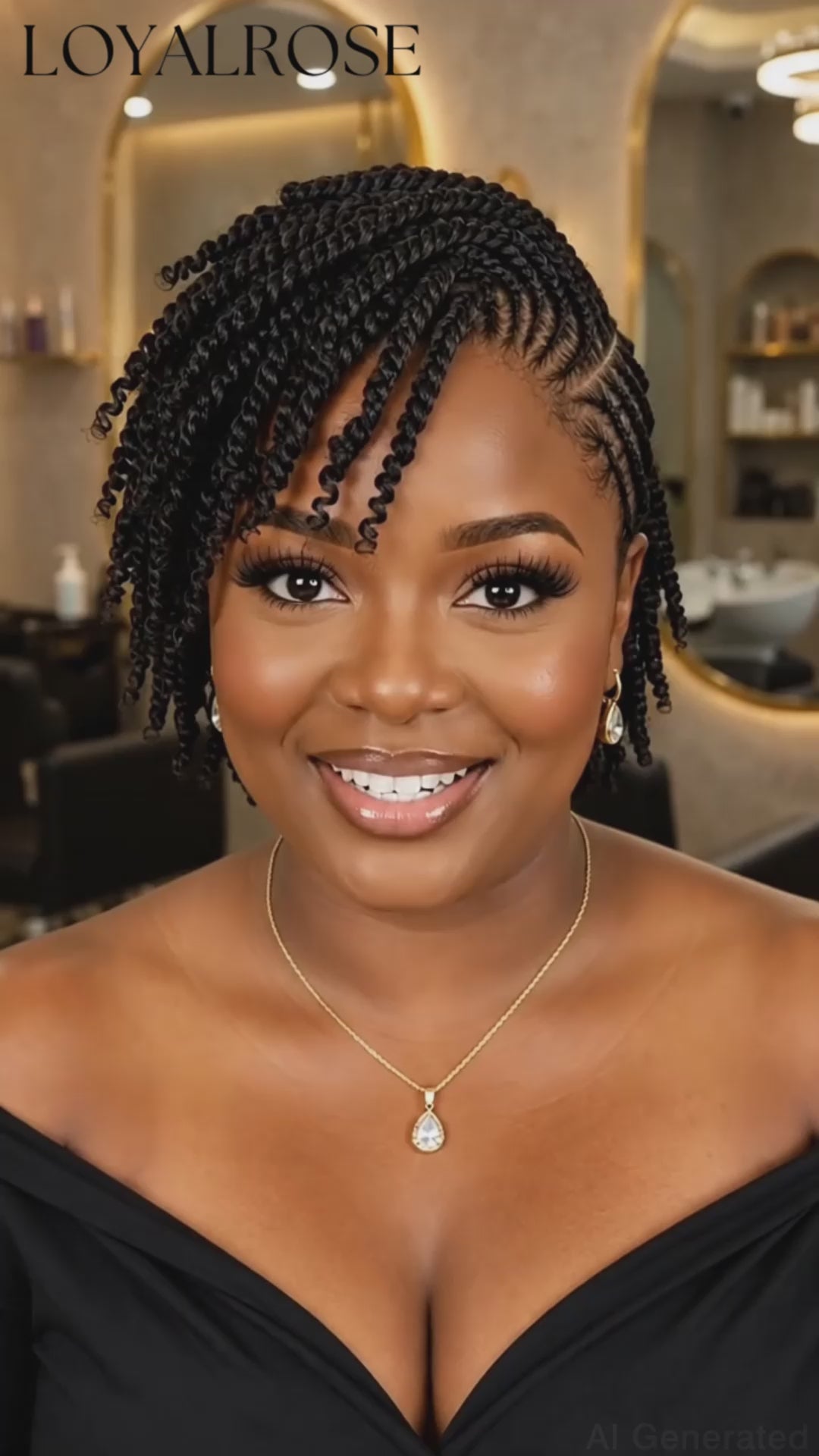 Loyalrose Braided wig full lace black color Pre-styled without glue Traditional African style 2