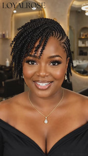 Loyalrose Braided wig full lace black color Pre-styled without glue Traditional African style 2
