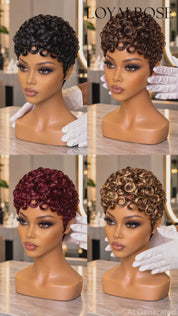 Loyalrose Pixie wig Finger wave Multicolors 100% human hair Glueless Machine made