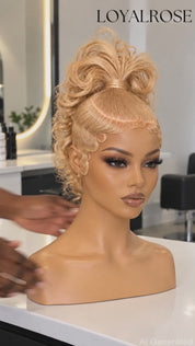 Loyalrose Pre-styled wig Body wave+finger wave lace front 13*6 Blond color without glue with ponytail