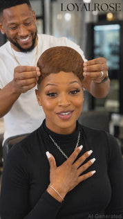 Loyalrose Pixie wig Lowcut 6 inches Brown 100% human hair Glueless with Full lace TWA with Fade and Hard Part style 11