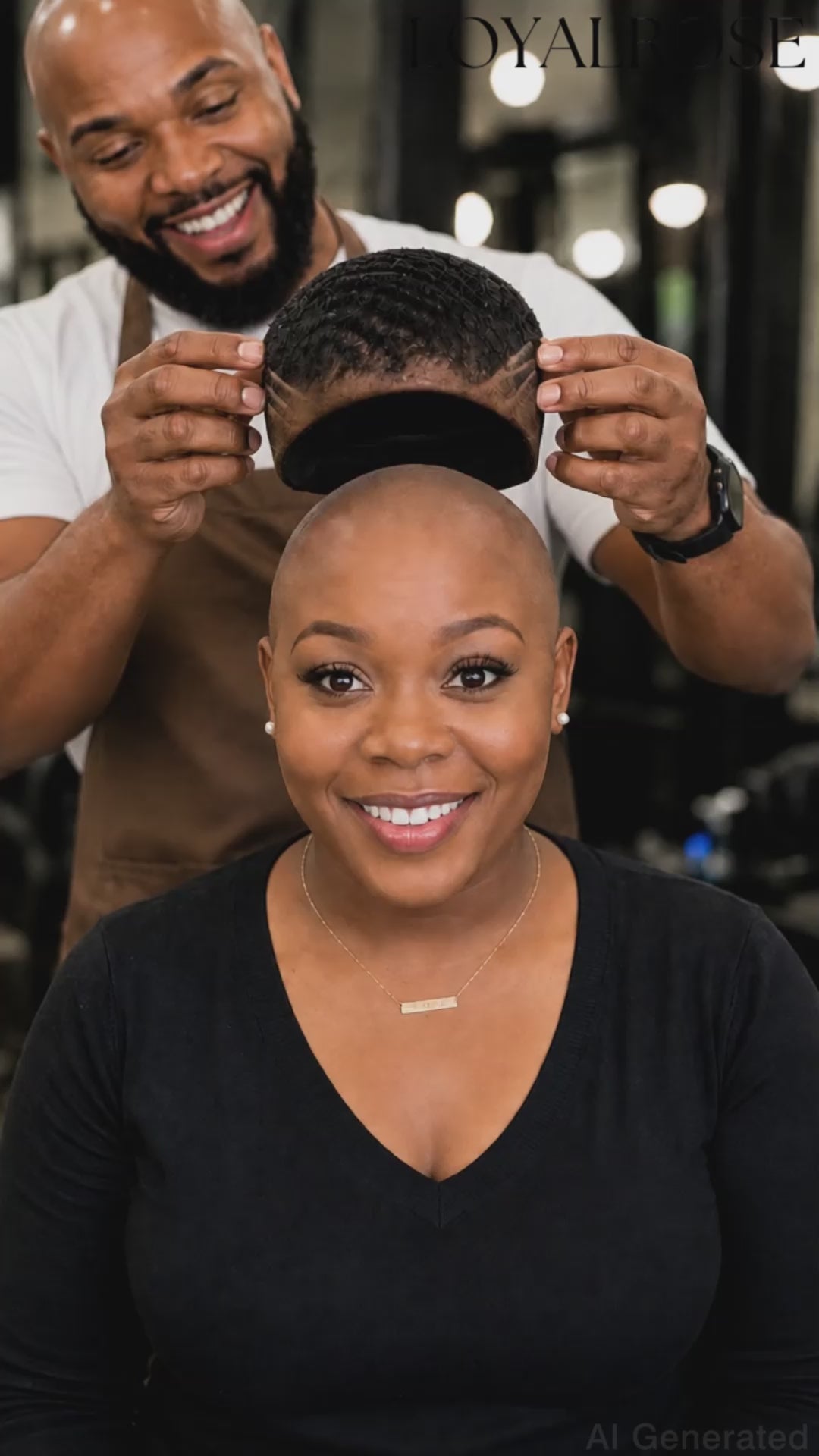 Loyalrose Pixie wig Lowcut 6 inches Black 100% human hair Glueless with Full lace TWA with Fade and Hard Part style 9