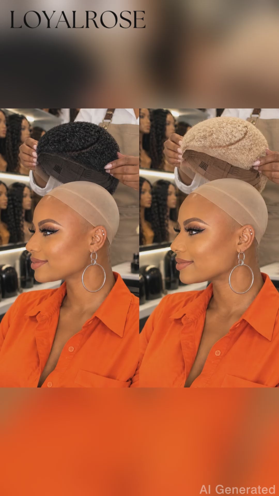 Loyalrose Pixie wig Afro Lowcut 6 inches Blond/Black 100% human hair Glueless with Full lace TWA with Fade and Hard Part style 35