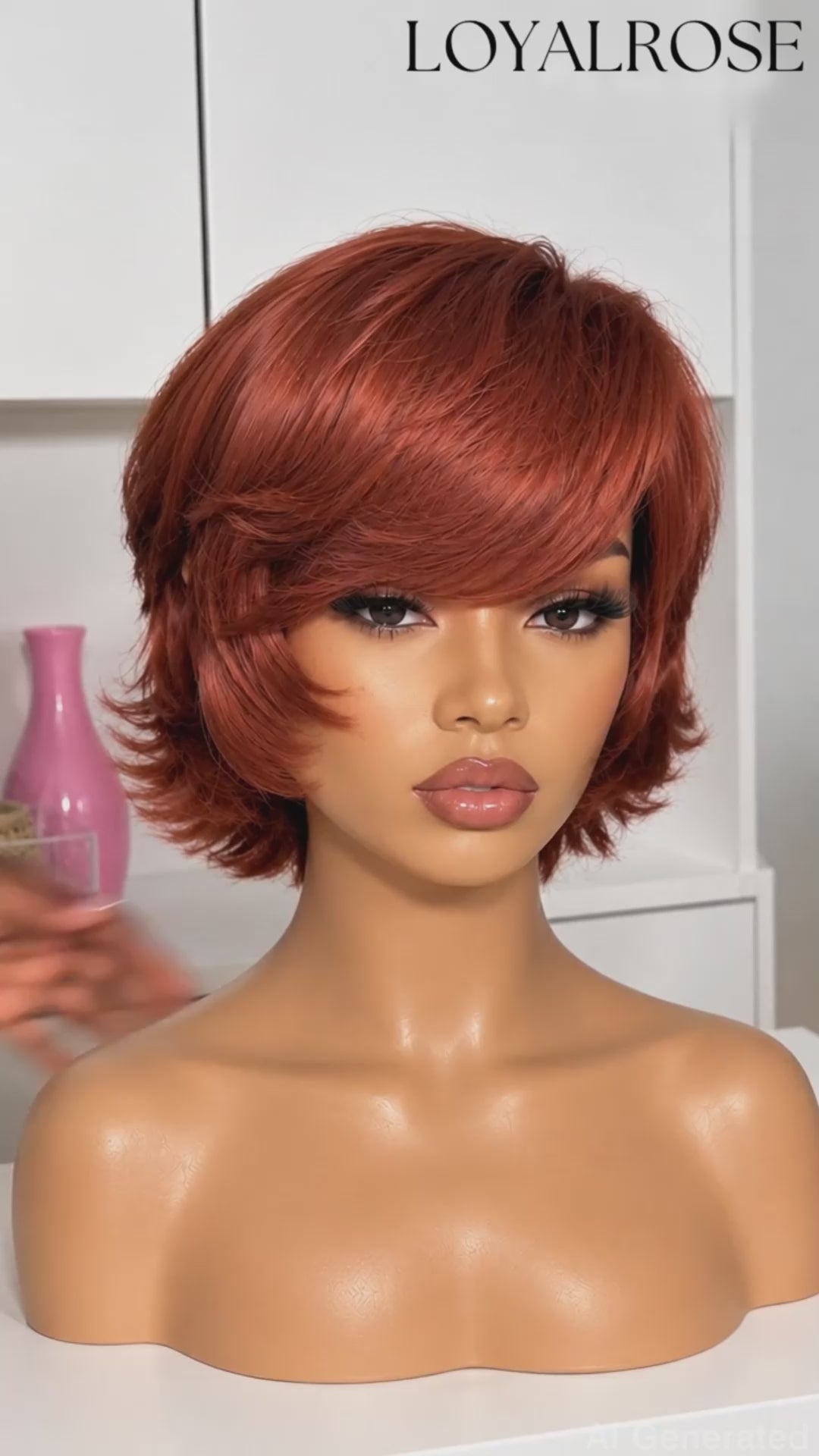 Loyalrose Bob Wig Orangecolor frontal lace 13x4 Glueless 100% Human Hair with bang Asymmetrical layered style