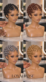 Loyalrose Pixie wig Finger wave 8 inches central part Multicolors 100% human hair Glueless frontal lace 13*4