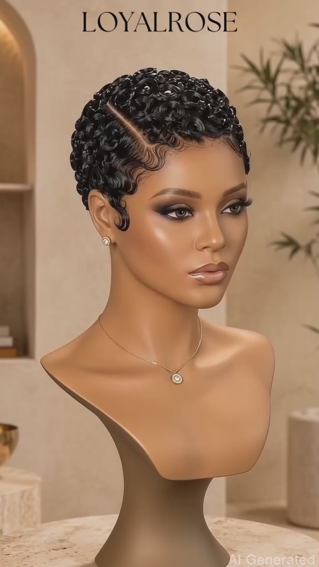 Loyalrose Pixie wig Finger wave side part Black 100% human hair Glueless frontal lace 13*4