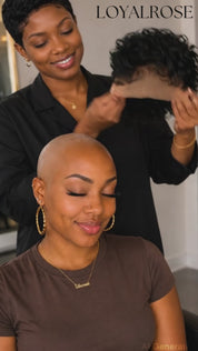 Loyalrose Pixie wig curly 6 inches Black 100% human hair Glueless with Full lace TWA with Fade and Hard Part style 8