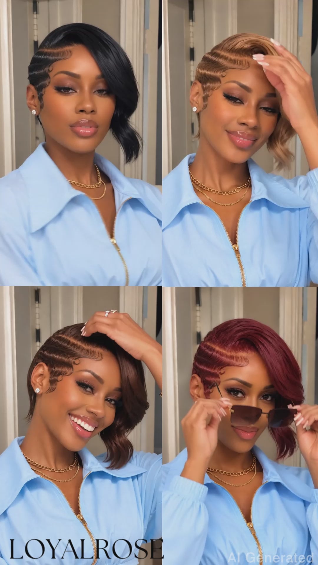 Loyalrose Bob Wig Loose wave and finger wave Multicolors Side part lace 13x4 Glueless 100% Human Hair